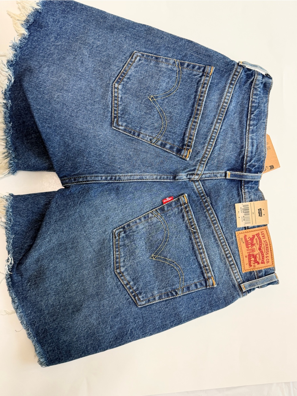 Levi’s Women’s 501 Mid-Thigh Shorts Size 28 Blue Denim High Rise NWT - Picture 6 of 16